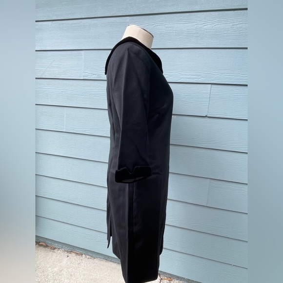 Talbots Vintage Black Wool Sheath Velvet Trim Back Zip V-Neck Size 4 Petite EUC - Picture 3 of 16